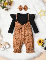 Queenstyle Newborn Baby Girl Clothes, Long Sleeve Ruffle Romper Jumpsuit Cute Infant Girl Fall Winter Outfits with Headband - Image 4